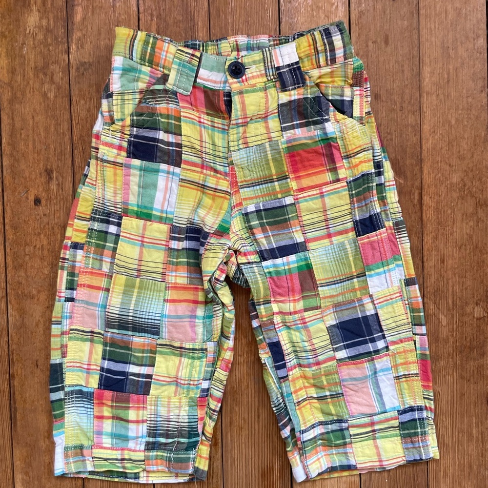 GAP Cotton Plaid Patchwork Kids Pants 12-18 Mo